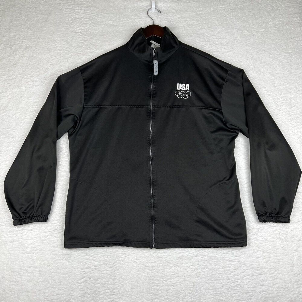 United States‎ Olympic Committee Jacket Mens XXL Black Fleece Full Zip USA VTG